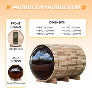 Salle de sauna Keya Barrel avec fenêtre panoramique en acrylique en pin nordique ou cèdre rouge pour 2-8 personnes - Product Image 2