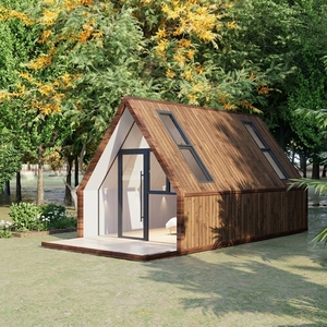 Cabane en bois à ossature A en promotion, maison de type grange pour complexe hôtelier, gîte, camping, villa préfabriquée triangulaire, chambre d'hôtes extérieure à montage rapide - Product Image 2