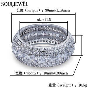 Anillo Souljewel Iced Out Eternity Band <span class=keywords><strong>de</strong></span> 5 Filas con Circonitas Pavé, Estilo Hip Hop para Hombre y Mujer, Chapado en Oro <span class=keywords><strong>de</strong></span> 14K, Accesorio <span class=keywords><strong>de</strong></span> Lujo para Streetwear - Product Image 6