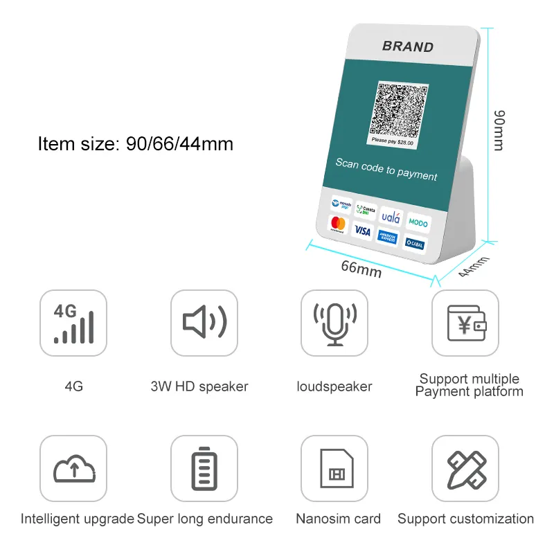 4G динамический QR-платеж Soundbox с уведомлением об оплате Wifi Bluetooth платежный динамик