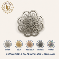 Broche Fleurie Ajourée en Argent pour Femme, Épingle de Revers en Alliage de Zinc 40mm, Décoration pour Manteau et Écharpe, Personnalisation OEM
