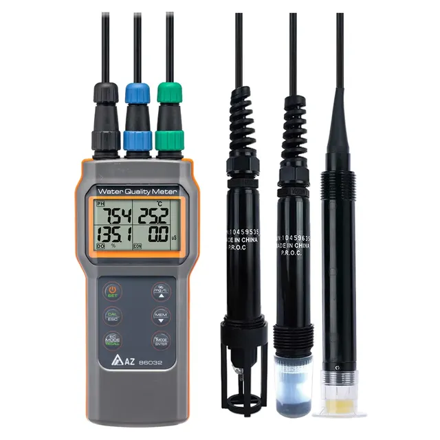 AZ86032 Handheld IP67 Water Quality Meter Measures Fluorescent Dissolved Oxygen pH Conductivity TDS Salinity Custom ODM