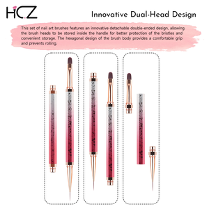 Hechunzi Full Customization New Colorful All Metal Double-headed Detachable Design Hexagonal Non Slip Nail Art Brushes - Product Image 2