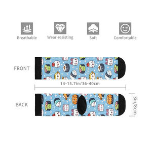 कावायी यूनिसेक्स सुशी प्रिंट मोजे हल्के नीले रंग के अनुकूलन योग्य नवीनता सुशी एनिमेटेड फूडी एनीमे लोगो बॉडी क्यूफ - Product Image 5