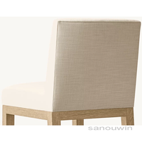 Tabouret de bar haut sans bras en bois de chêne massif à la mode avec jambes coniques Coussin en tissu confortable pour la maison ou l'extérieur