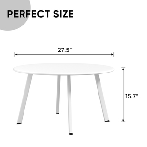 Modern White Round <b>Side</b> <b>Table</b> with 4 Steel Legs for Living Room End <b>Table</b> with Adjustable Feet End <b>Table</b> for <b>Sofa</b> <b>Side</b> & Bedroom - Product Image 5