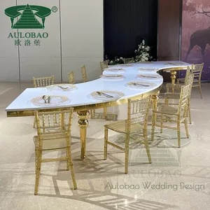 Mesas y silla de boda para niños, de lujo, en forma de s, de metal dorado