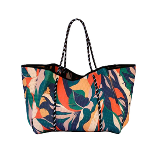 Groothandel op maat bedrukte bloemenprint dames grote boodschappentas voor vrouwen, hoogwaardige strandtas fabrikant - Product Image 5