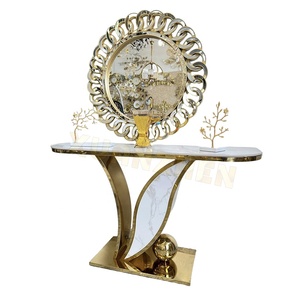 Xuanzhen Living Room Furniture <strong>Marble</strong> <strong>Console</strong> <strong>Tables</strong> Modern Luxury Gold Metal Entryway Hallway <strong>Table</strong> Entrance <strong>Table</strong> with Mirror - Product Image 5
