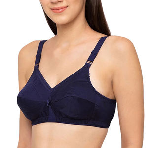 Soutien-gorge léger en coton tissé pour femme, bretelles ajustables, dentelle, couvrance complète, bande confortable, sans armatures, conception sans étiquette - Product Image 6