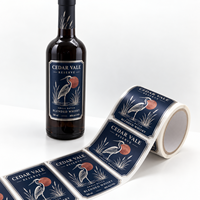 Étiquettes autocollantes de luxe en rouleau pour bouteilles de vin, personnalisées, avec impression à chaud et feuille d'argent, pour emballage de vin en gros