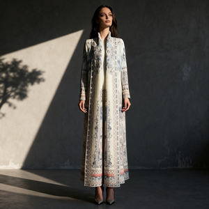 Abaya de Poliéster Estampada Plisada de Lujo Premium de Alta Calidad para Mujeres Musulmanas, Vestido Elegante Personalizado para Ocasiones Especiales, Venta al Por Mayor - Product Image 4