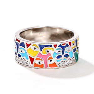 F1657 <b>Cartoon</b> Cocktail <b>Ring</b> Enamel Pave Setting Unisex Fashion <b>Ring</b> Gift - Product Image 3