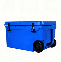 Glacière thermique rotomoulée à roulettes 55QT grande capacité étanche réutilisable avec logo personnalisé portable pour stockage alimentaire moderne en LLDPE