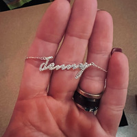 Collier tendance avec nom entièrement pavé de cristaux, pendentif personnalisé DIY avec alphabet anglais, accessoire de luxe délicat