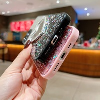 Coque de téléphone pour iPhone 13, coque de téléphone en époxy avec paillettes dégradées, coque pour iPhone 13 avec miroir en forme de cœur