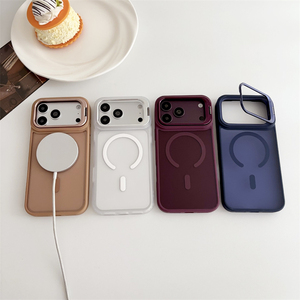 Funda Magnética Mate para Teléfono con Anillo de Aleación para Lente de Cámara y Soporte para iPhone 18 17 16 15 Pro Max, Funda con Soporte Magnético - Product Image 5