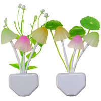 Décoration d'intérieur moderne, veilleuse LED, champignon romantique, capteur, lampe murale à brancher avec un design mignon de feuille de lotus aquatique