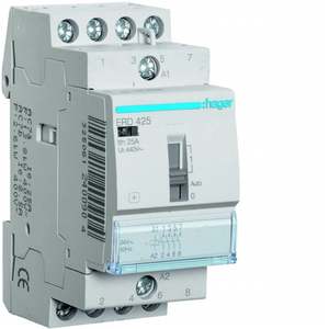 ERD425 Personalizzabile con Contattore Hager a controllo manuale 25 A 24 V AC 4 NO 2 moduli DIN - Product Image 1