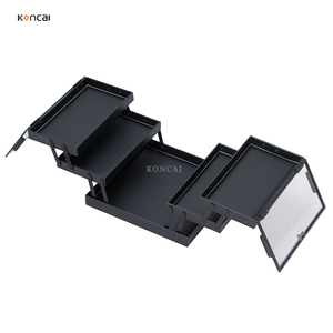 Cán trang điểm trạm Trường hợp với thắp sáng gương <span class=keywords><strong>Make</strong></span> Up Hộp mỹ phẩm du lịch <span class=keywords><strong>Train</strong></span> trường hợp với màu xanh răng và 4 cái chân có thể tháo rời - Product Image 5