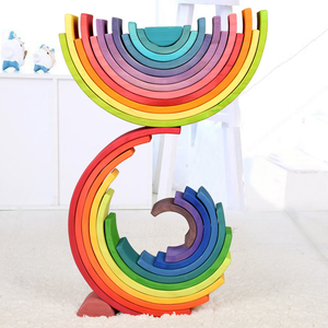 Bosque de madera Pequeño árbol Juguetes Madera maciza Arco Iris Bloques de construcción Cuatro elementos de juguetes educativos para niños - Product Image 6