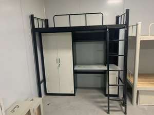 Двухъярусная металлическая кровать-чердак для школьников и студентов общежития с письменным столом и рабочим местом для взрослых - Product Image 5