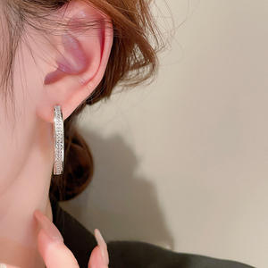 Tiffany & Co. Boucles d'oreilles créoles en argent 925 plaqué rhodium avec cristaux sertis, classiques pour femme, à porter au quotidien - Product Image 5