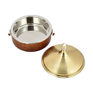 Casserole en métal plaqué or de conception martelée nouvelle arrivée chauffe-plats marmite élégant pour les fêtes de mariage utilisation de service alimentaire - Product Image 2
