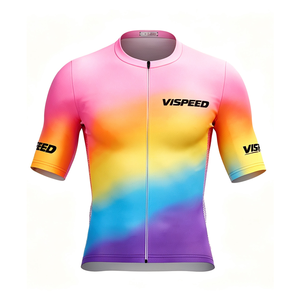 <span class=keywords><strong>Maillot</strong></span> de <span class=keywords><strong>cyclisme</strong></span> à manches courtes dégradé <span class=keywords><strong>arc</strong></span>-<span class=keywords><strong>en</strong></span>-<span class=keywords><strong>ciel</strong></span> pour hommes, respirant, séchage rapide, pour course sur route, avec logo personnalisé par sublimation - Product Image 3