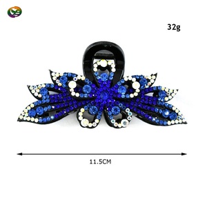 أزياء المرأة الفاخرة الحلي الشعر بلينغ حجر الراين زهرة أجوف الزهور مشبك القرش للشعر - Product Image 2