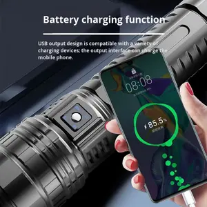 Многофункциональный уличный фонарь с USB-зарядкой, зумом, высокой мощностью, дальностью луча 1000м+, IP65, ABS, 3.7V, регулируемым лучом, для кемпинга - Product Image 4