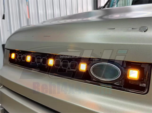 Adecuado para <span class=keywords><strong>Land</strong></span> <span class=keywords><strong>Rover</strong></span> <span class=keywords><strong>Defender</strong></span> 2020 Base Grille Upgrade a Octa Style Parachoques delantero Parrilla Luces LED Luces automáticas bajas a altas - Product Image 4