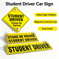Panneau de signalisation personnalisé pour conducteur novice avec ventouses – Avertissement de sécurité jaune pour les jeunes conducteurs