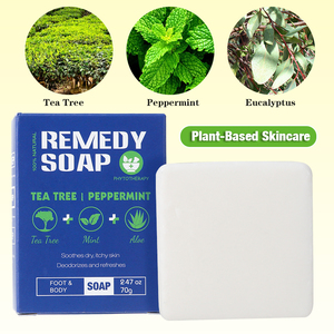 สบู่ OEM บรรเทาอาการระคายเคือง ผิวแห้ง ขจัดกลิ่น ให้ความสดชื่น สำหรับผิวกายและเท้า ด้วยสารสกัดจากพืชธรรมชาติ ทีทรี เปปเปอร์มินต์ - Product Image 5