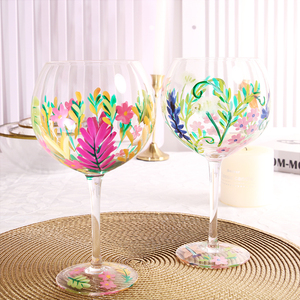 Collezione di Bicchieri da <span class=keywords><strong>Vino</strong></span> in Cristallo Soffiato a Mano con Motivo Floreale Dipinto a Mano Personalizzabile, MOQ 48 Pezzi - Product Image 6