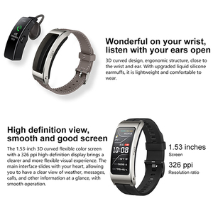 Montre connectée Talk Band B7 avec surveillance de la fréquence cardiaque, de l'oxygène sanguin et de la santé, écran AMOLED, écouteurs, bracelet intelligent - Product Image 4