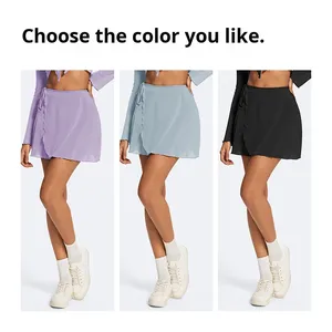 Nouvelle mode féminine respirante haute élastique jupe de Tennis Yoga demi jupe taille deux pièces sport jupe courte - Product Image 3