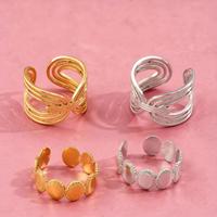 Bague géométrique ovale vintage en acier inoxydable pour femmes et filles