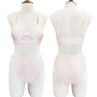Uitgehold ontwerp OEM op maat gemaakte bikini's voor dames, bikini met bloemenprint, hoog getailleerde badpak, tweedelig meisjes zwempak, aparte delen