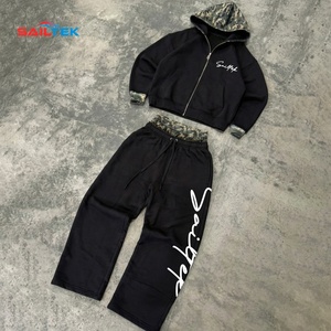 Tute Mimetiche Personalizzate <span class=keywords><strong>con</strong></span> Ricamo 3D, <span class=keywords><strong>Felpa</strong></span> <span class=keywords><strong>con</strong></span> <span class=keywords><strong>Cappuccio</strong></span> di Alta Qualità <span class=keywords><strong>con</strong></span> Zip e Pantaloni a Gamba <span class=keywords><strong>Larga</strong></span> <span class=keywords><strong>con</strong></span> Doppia Vita, Streetwear Y2K - Product Image 1