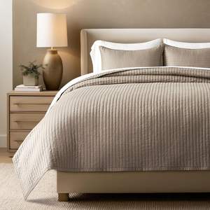 Ensemble de couette en satin de coton, taille Queen, couvre-lit en coton pré-lavé avec surpiqûres en chaîne, 3 pièces, ensembles de literie légers et doux - Product Image 5