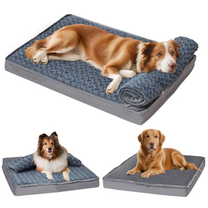 Camas para Perros Multiusos 3 en 1 con Base Antideslizante, Funda Extraíble de Terciopelo Rosa Cómodo, Esponja de Caja de Huevos y Soporte Ortopédico - Product Image 1