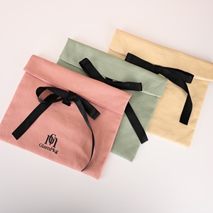 Glampkg Custom OEM High Grade Double Layer Cotton Inside With Soft Suede <b>Envelope</b> Storage Bag with Screen Printed Logo - Product Image 4