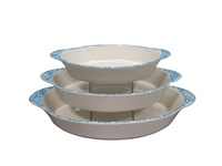 Panci Kaserol Keramik Tekstur Timbul Multiwarna Tahan Panas dengan Pegangan Ganda untuk Memasak di Oven, Memanggang, dan Membuat Hidangan Penutup.