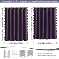 Rideau de douche en faux lin, bordure noire festonnée, tissu résistant, lavable, imperméable, écologique pour la salle de bain