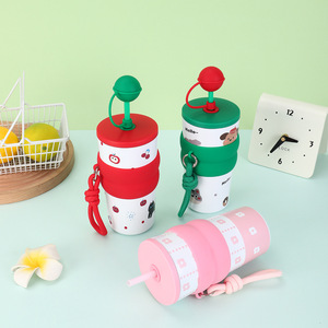 Bonita botella de agua de doble pared de acero inoxidable para niños con pajita a prueba de polvo - Product Image 5