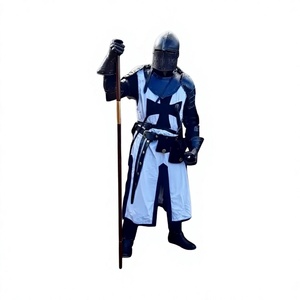 Costume complet de chevalier templier noir médiéval avec cape/gantelets bataille porté Cosplay/poitrine épaule meilleur Costume noir - Product Image 1