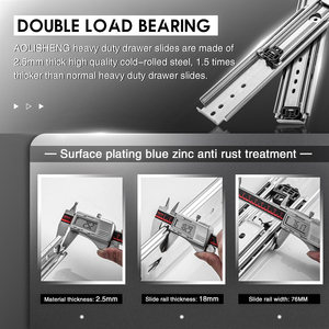 Aolifeng Thanh Trượt Ngăn Kéo Chịu Lực Nặng Ổ Bi Kéo Dài Toàn Bộ Ba Phần Thanh Ray Công Nghiệp Gắn Bên Hông Chịu Tải 500 Lb - Product Image 4