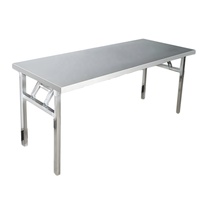 Table pliante rectangulaire commerciale de 6 pieds en acier inoxydable, tables pliantes pour mariage, table à manger longue et robuste pour l'extérieur et l'intérieur