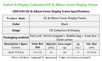 Cadre de présentation pour objets de collection musicaux CD, finition bois noir mat, fenêtre en acrylique, à suspendre au mur ou à poser sur table, cadeau pour collectionneurs